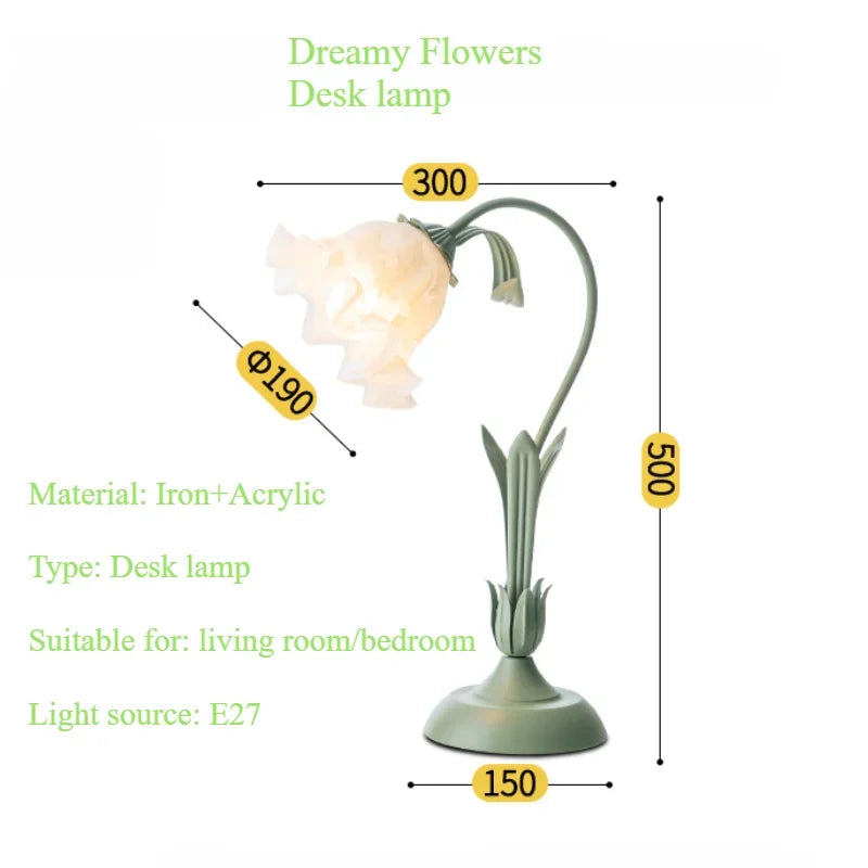 Nordic Flower Girl Table Lamp for Bedroom Bedside Lights Acrylic Lampshade Living Room Decoration Study Desk Lamp Light Fixture